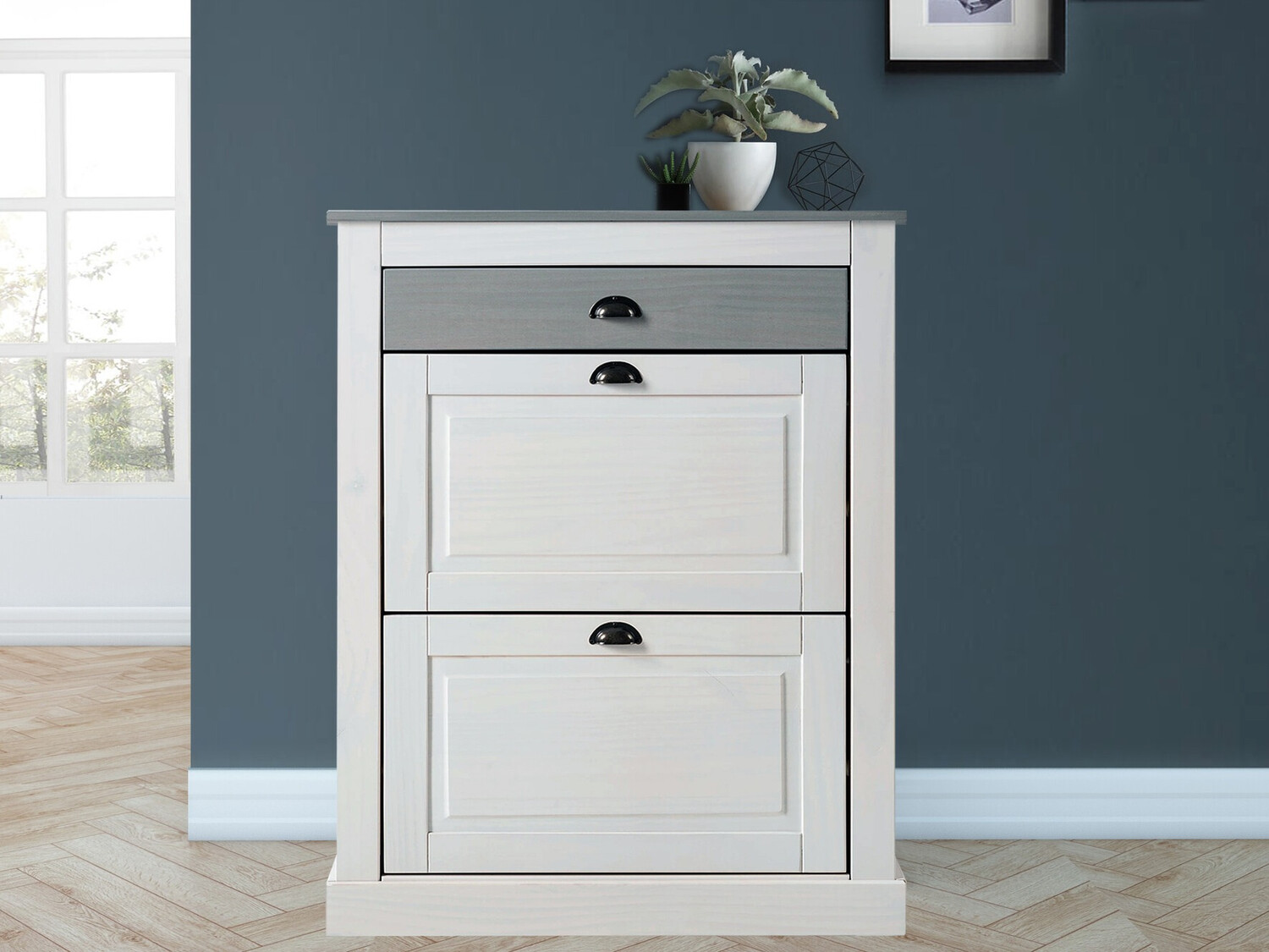 Ormarić za cipele Etviri 110 (Bijela + Siva)