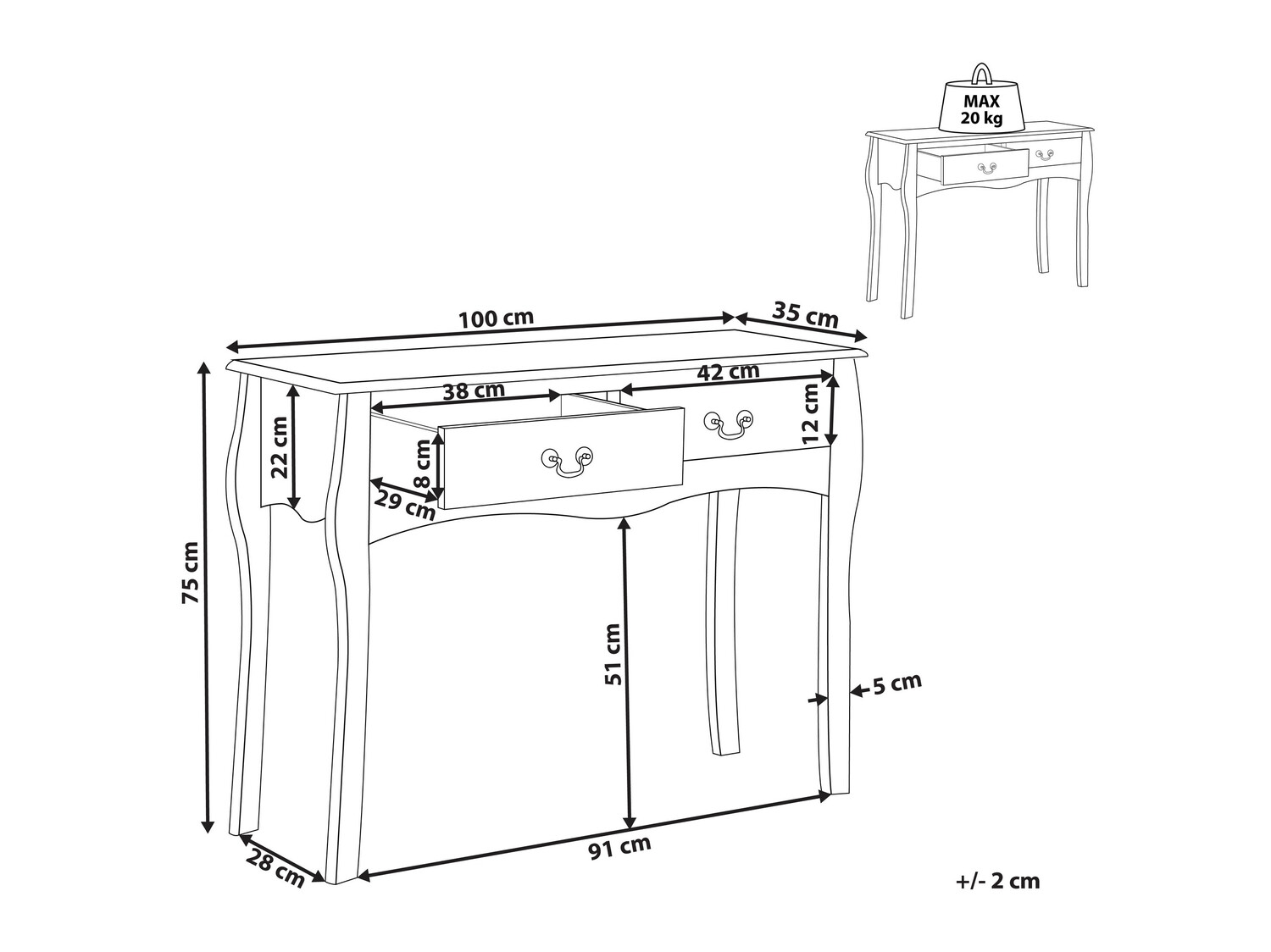 Konzolni stolić Berwyn 563 (Crna)