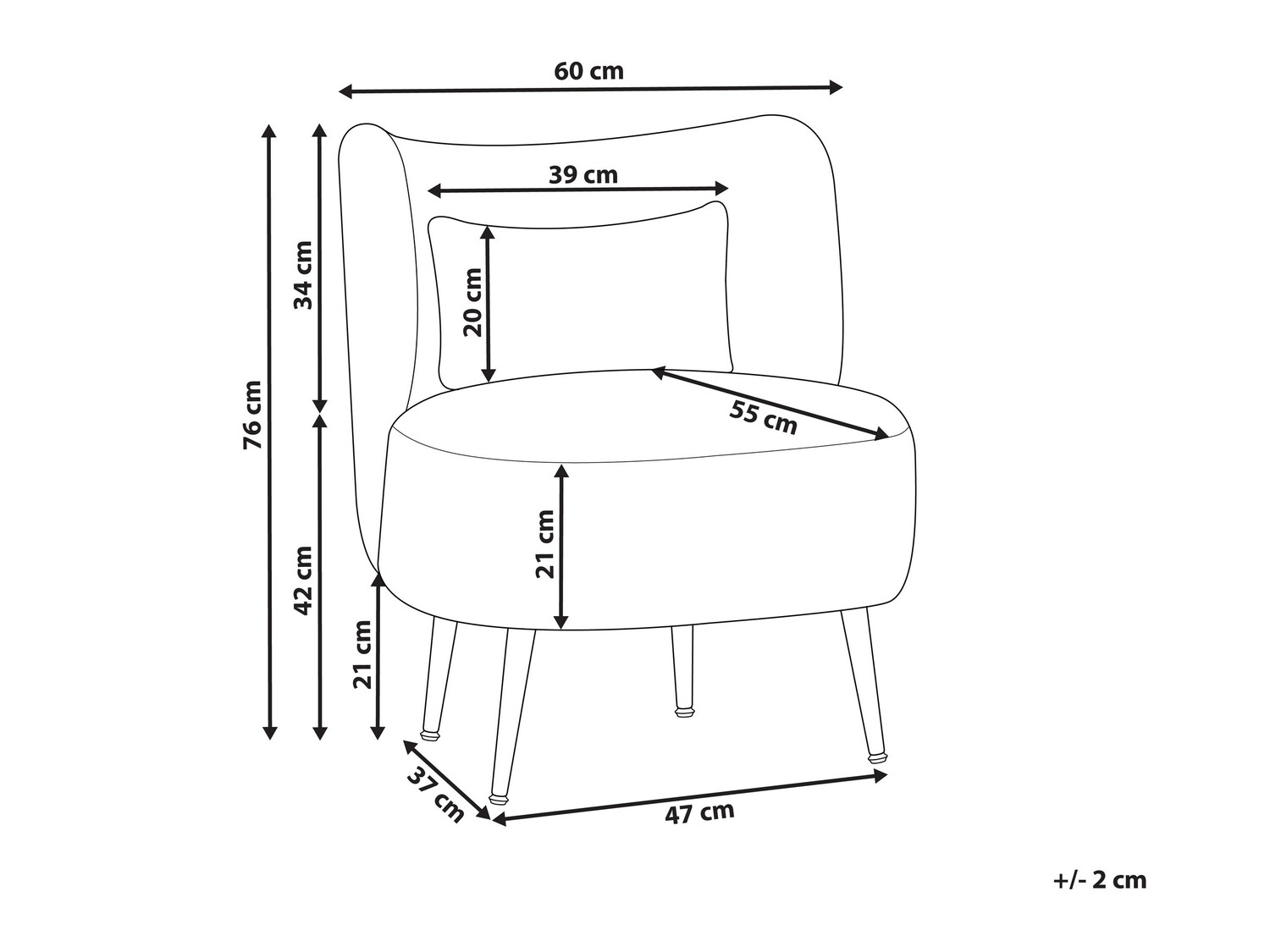 Fotelja Berwyn 570 (Kaki + Crna)