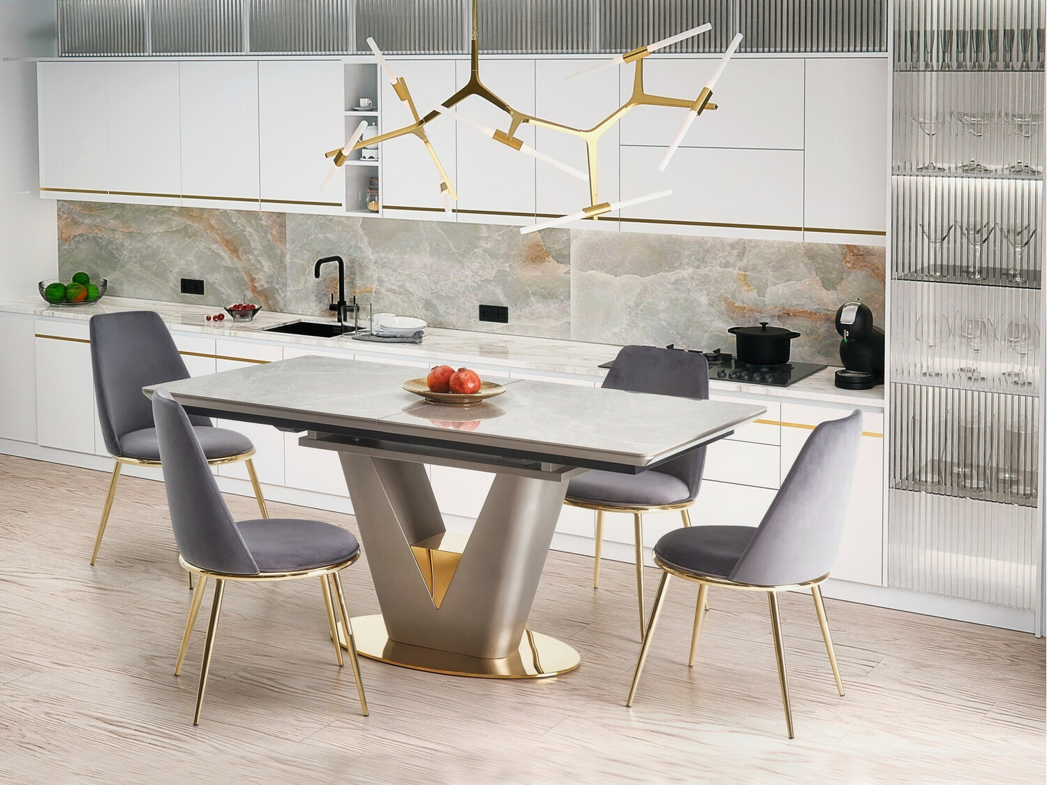 Stolica Houston 1327 (Siva + Zlatno)