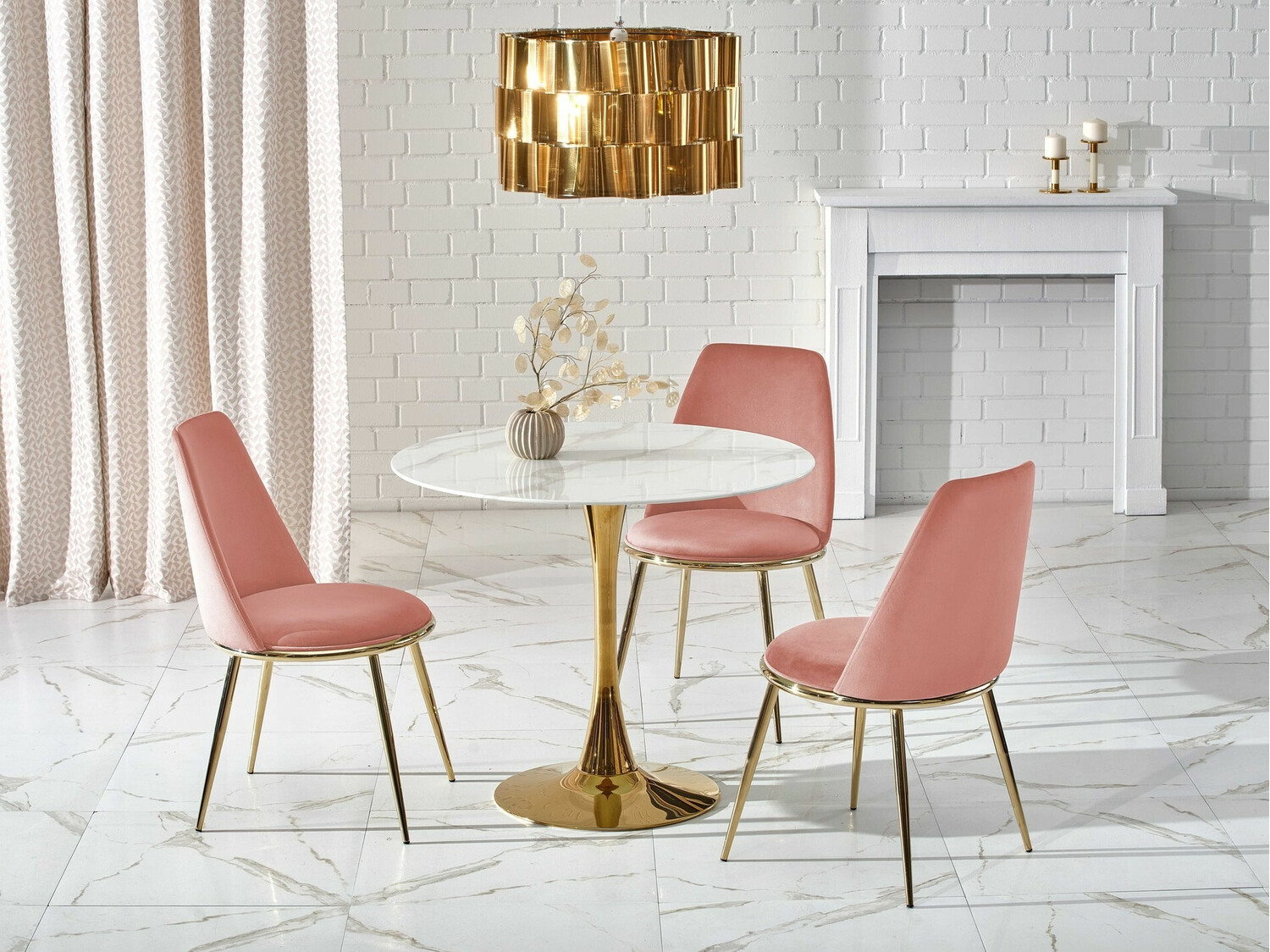 Stolica Houston 1327 (Svijetlo ružičasta + Zlatna)