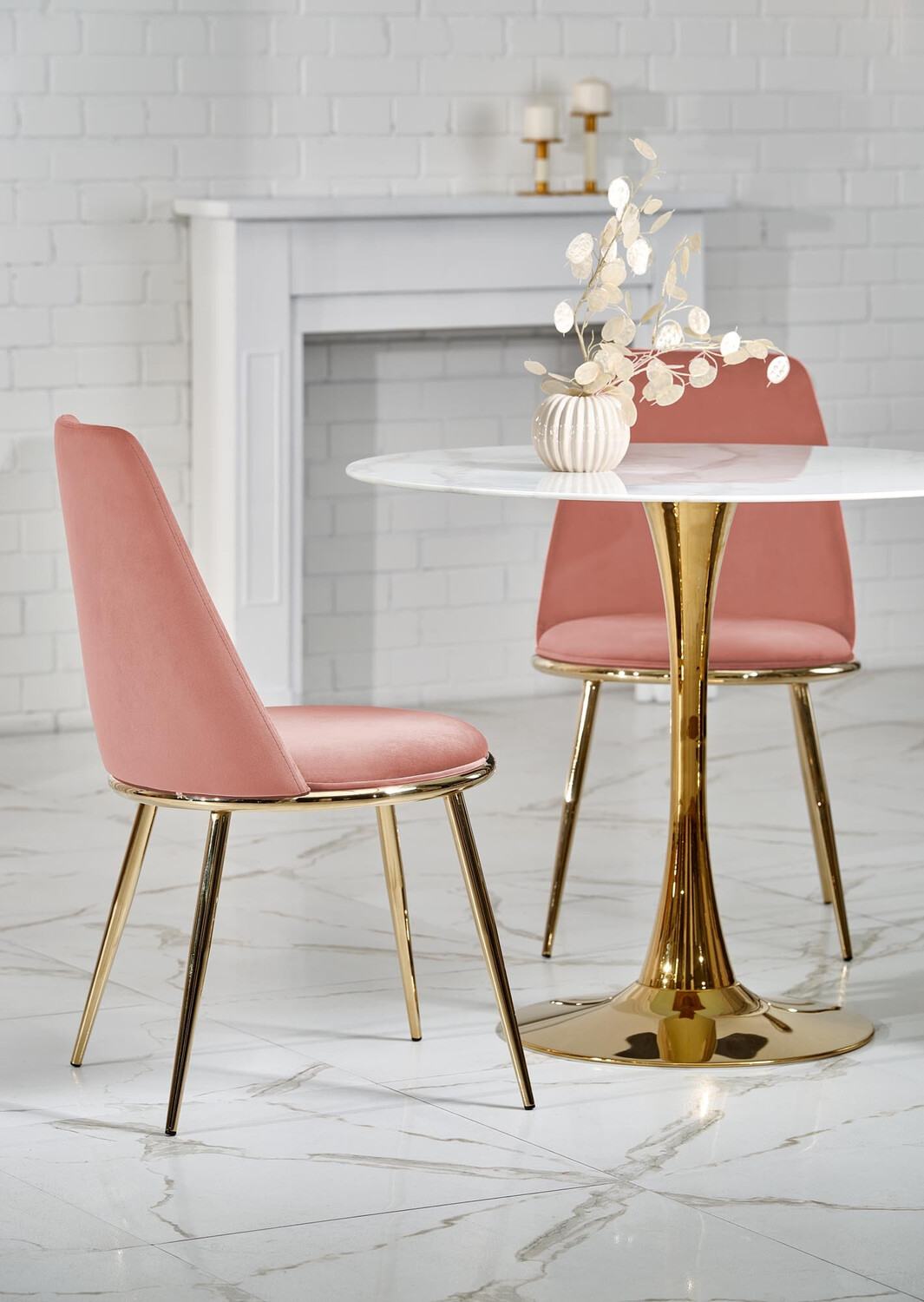 Stolica Houston 1327 (Svijetlo ružičasta + Zlatna)