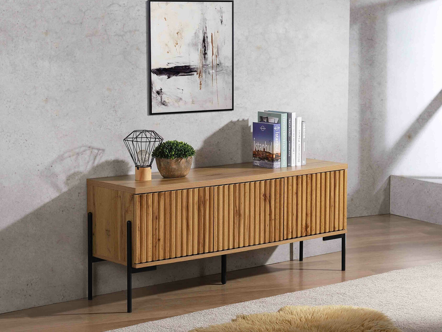 TV stol Denton 1189 (Crna + Hrast Wotan)