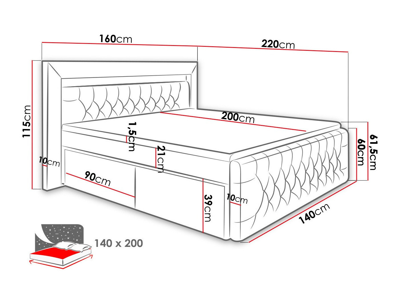 Boxspring krevet Aura III