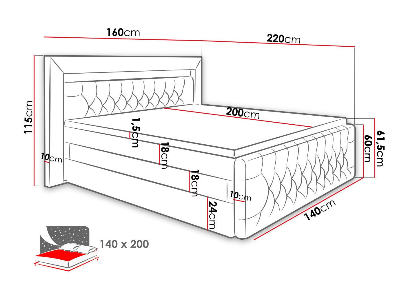 Boxspring krevet Aura IV