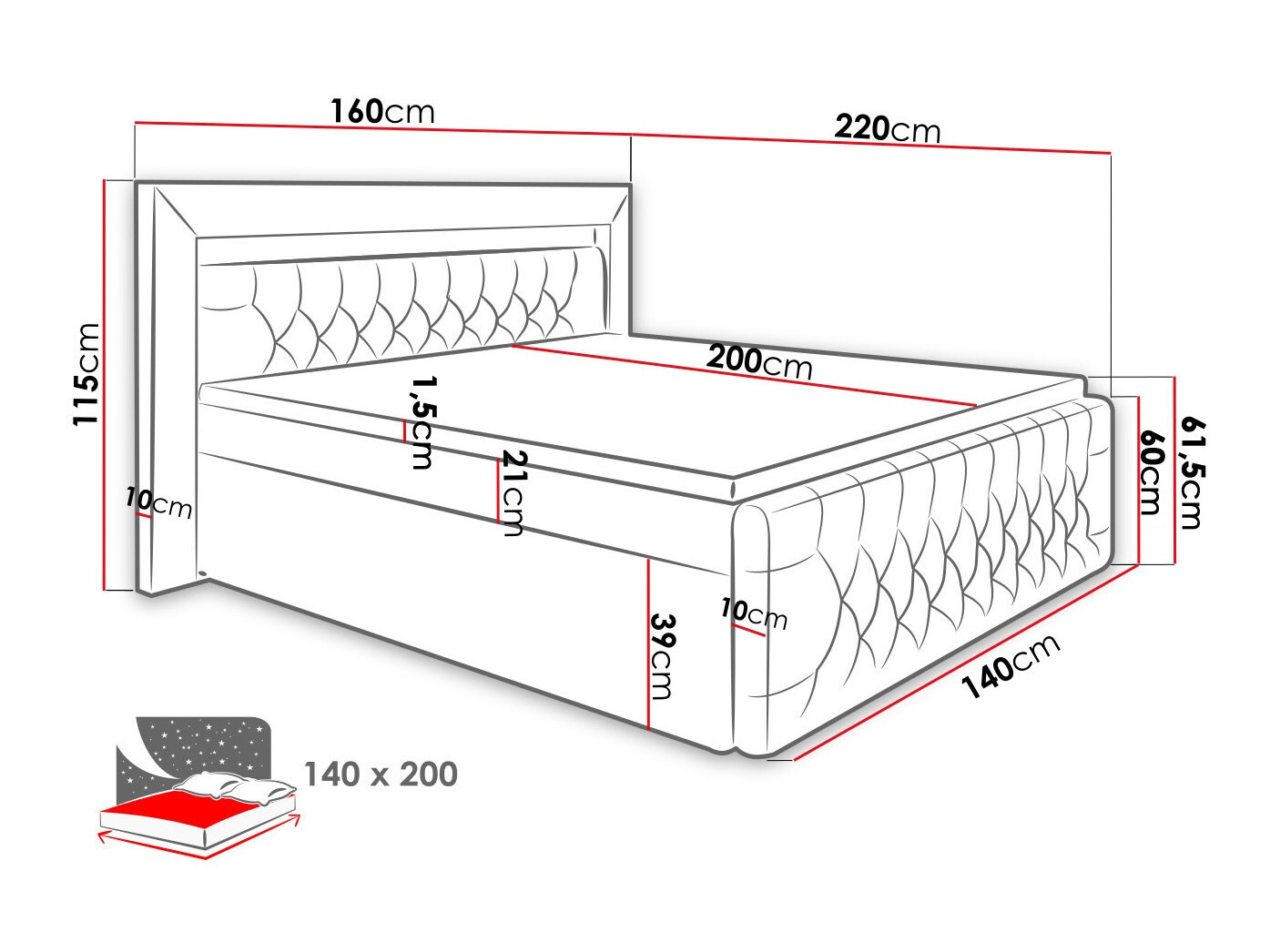 Boxspring krevet Aura