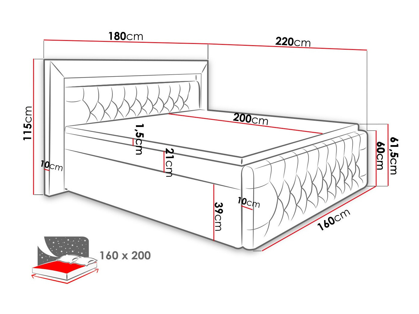 Boxspring krevet Aura