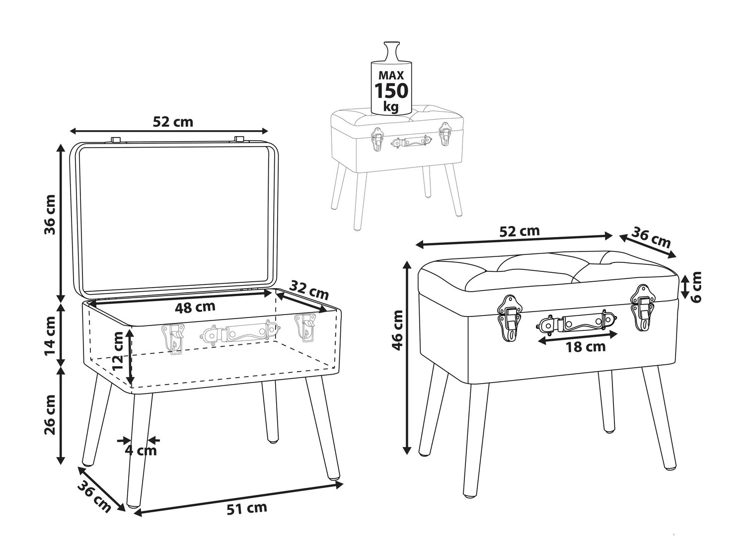Tabure Berwyn 602 (Crna)