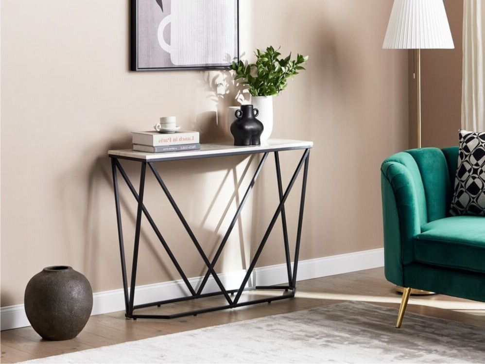 Konzolni stolić Berwyn 615 (Crna + Bijeli mramor)