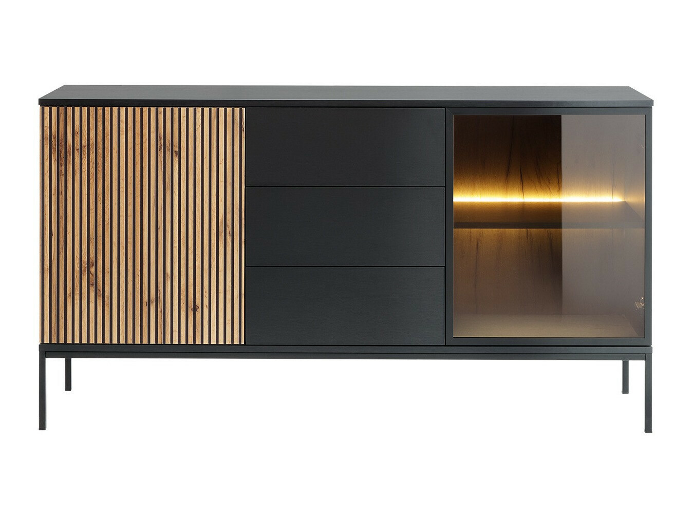 Komoda Manal (Crna + Hrast Wotan)