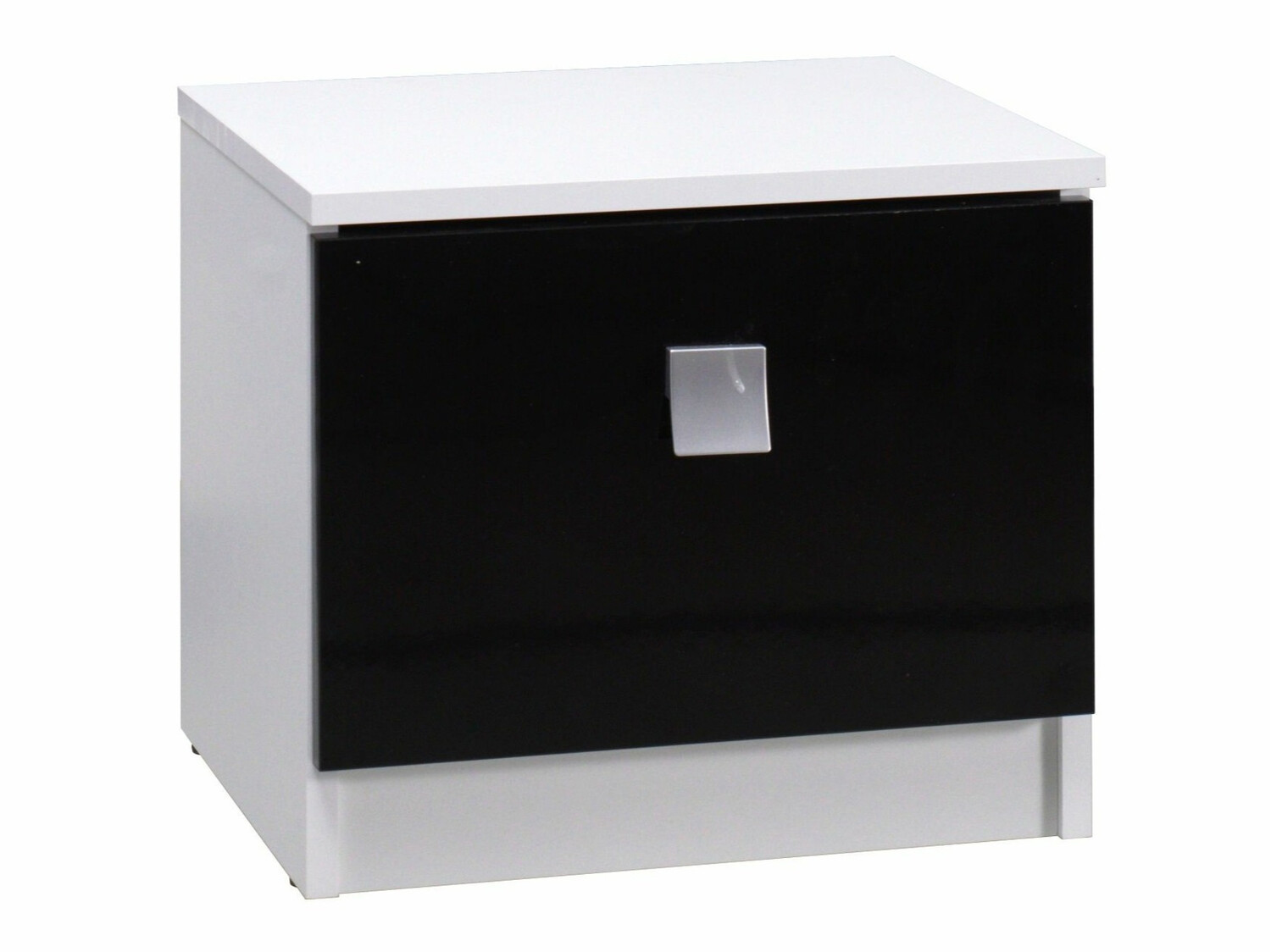 Noćni ormarić Murrieta 111 (Sjajno bijela + Sjajno crna)