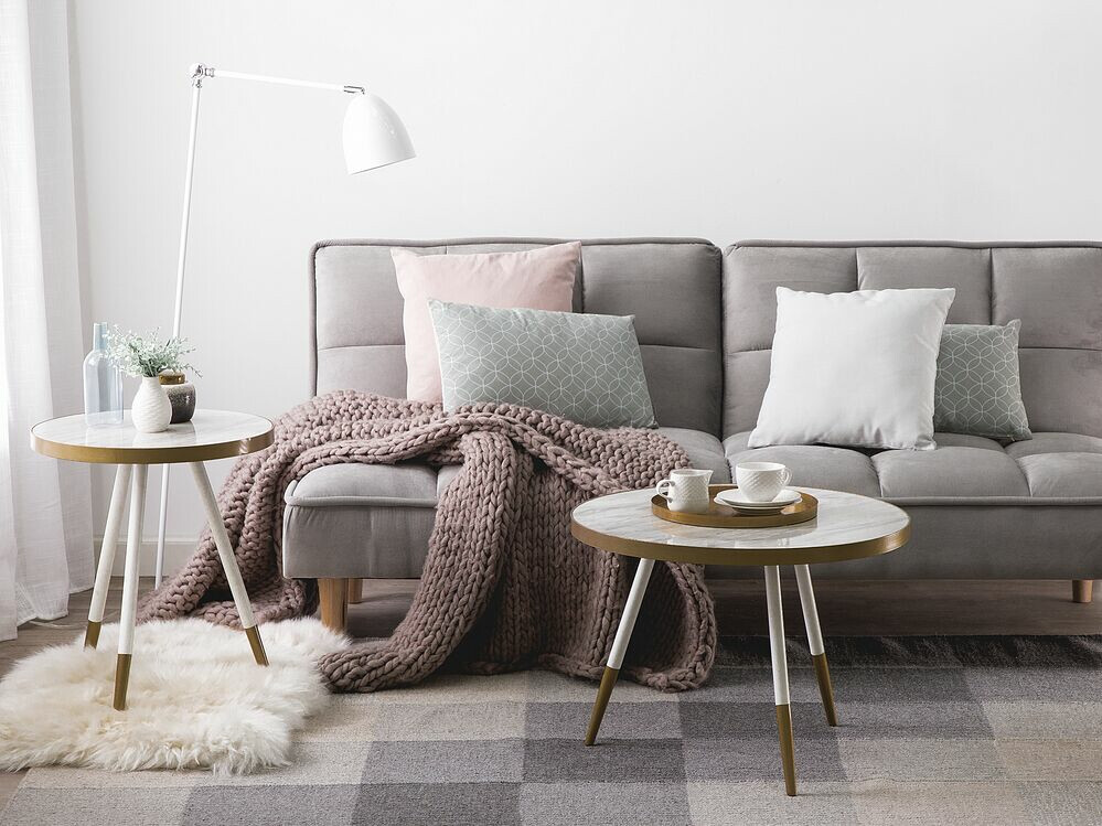 Pomoćni stolić Berwyn 643 (Zlatna + Bijeli mramor)