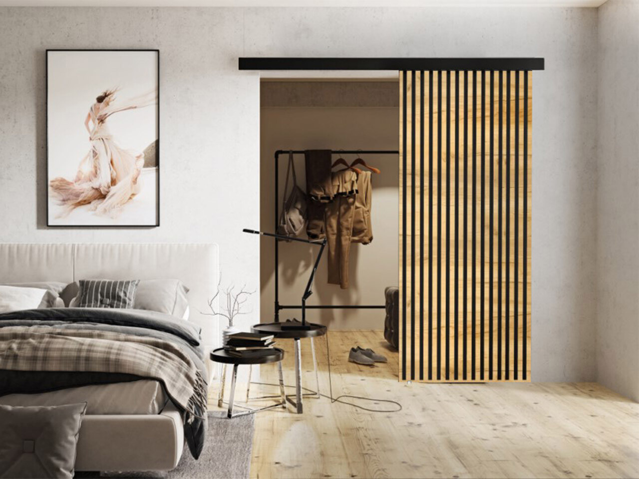 Klizna vrata Dover 202 (Zlatni hrast Craft + Crna)