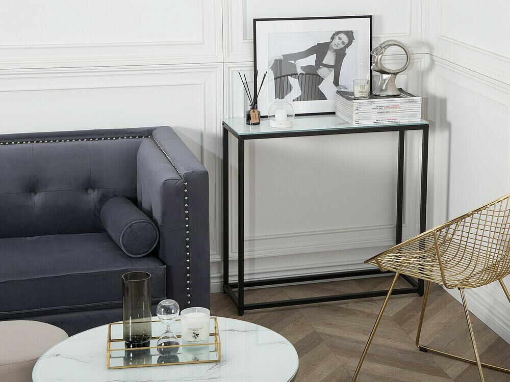 Konzolni stolić Berwyn 650 (Crna + Bijeli mramor)