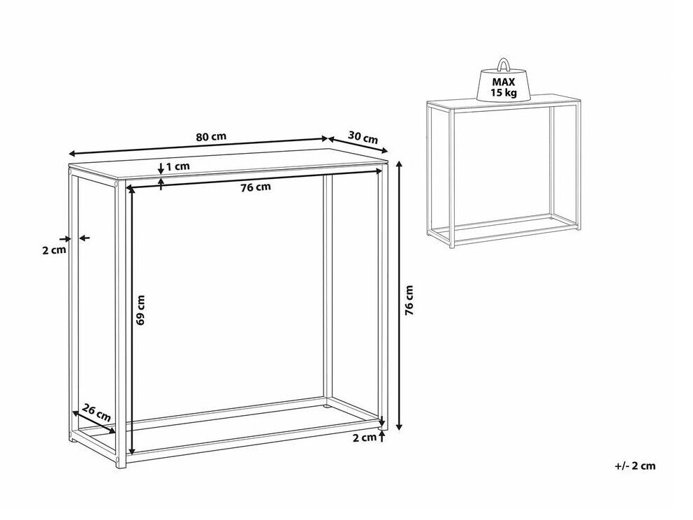 Konzolni stolić Berwyn 650 (Crna + Bijeli mramor)
