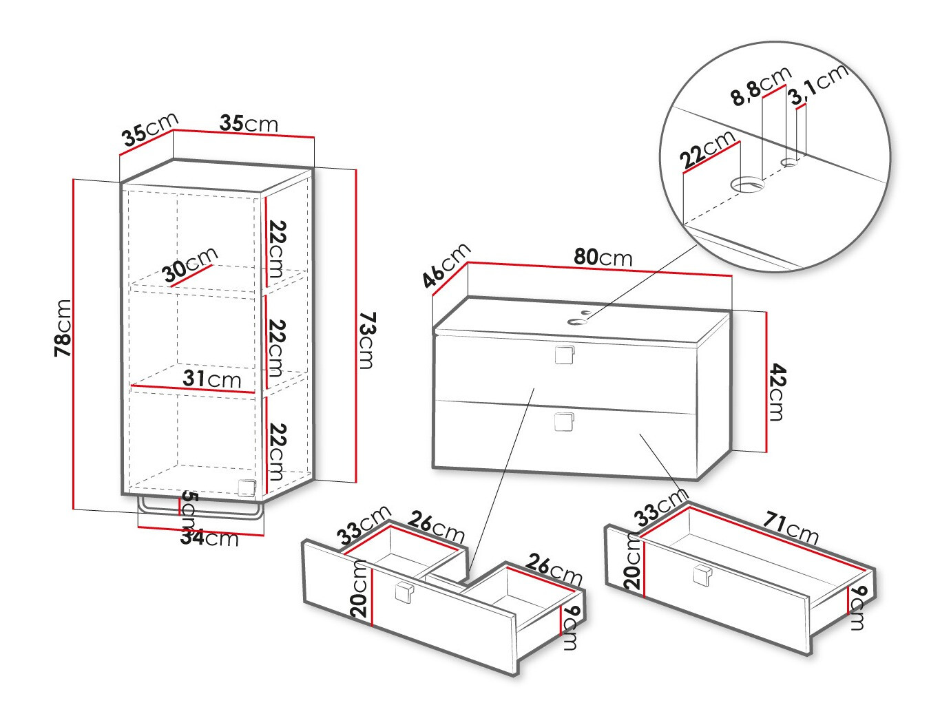 Kupaonski namještaj Panium I (Bijela)