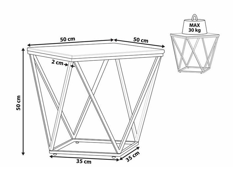 Pomoćni stolić Berwyn 651 (Crna + Smeđi mramor)