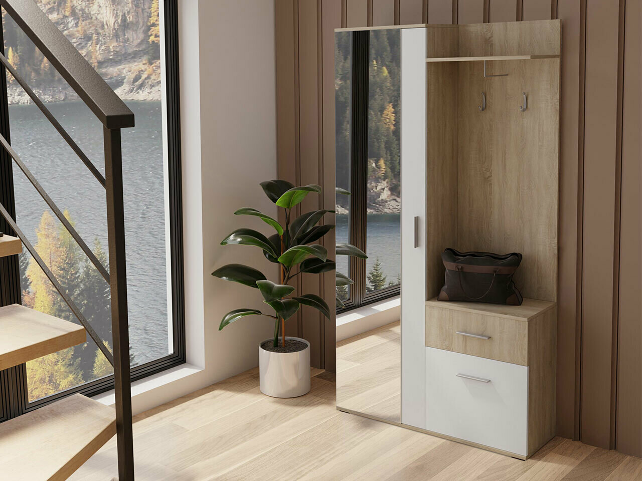 Set za hodnik Pavo (Sonoma hrast + Bijela)