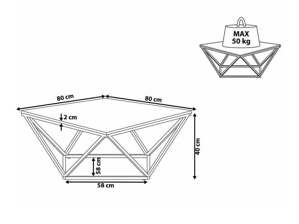 Stolić za kavu Berwyn 644 (Zlatna + Smeđi mramor)
