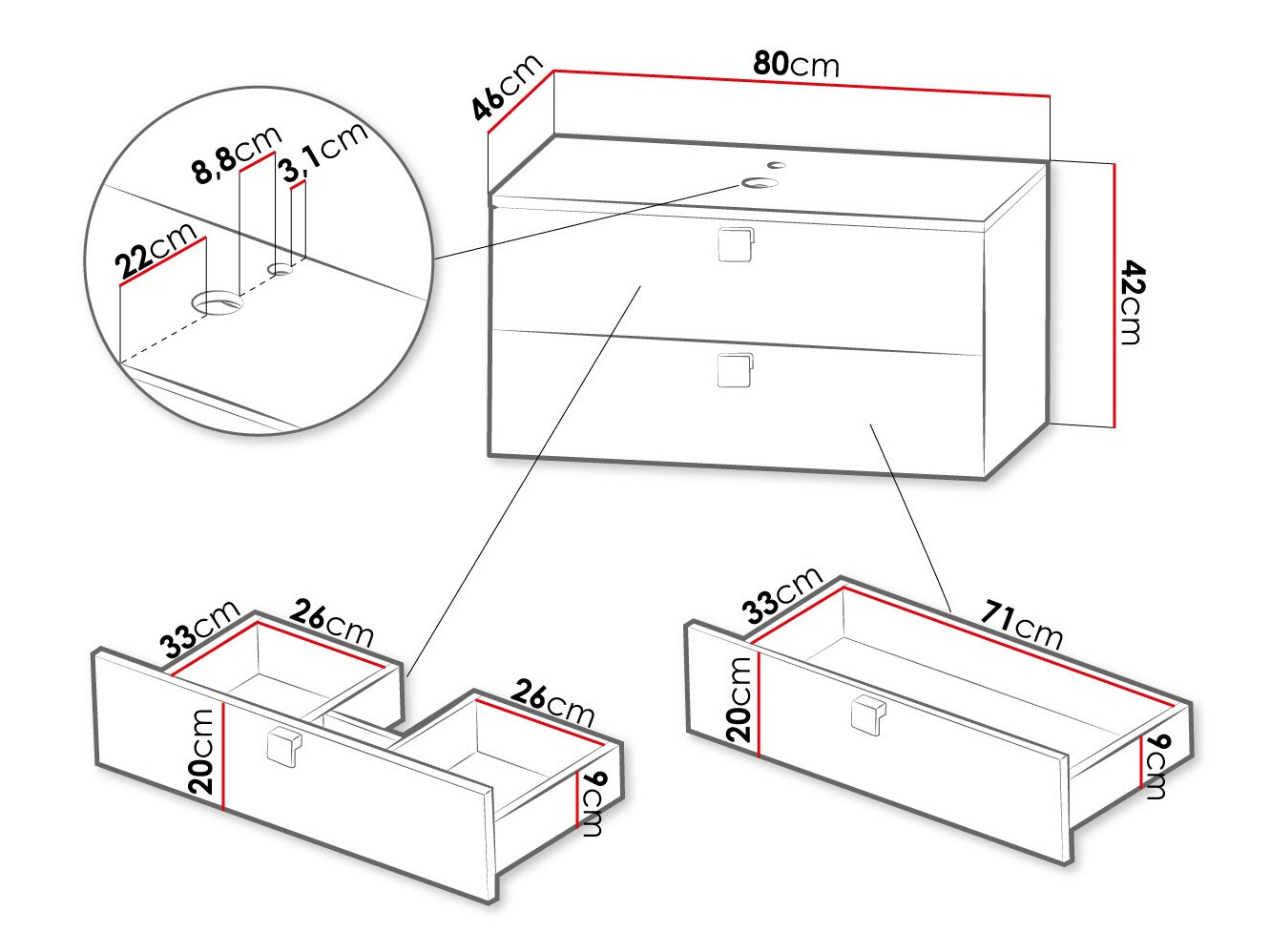 Zidni ormarić za umivaonik Orlvera 102 (Bijela)