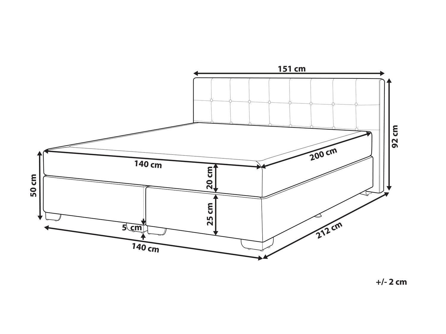 Boxspring krevet Berwyn 718 (Crna)