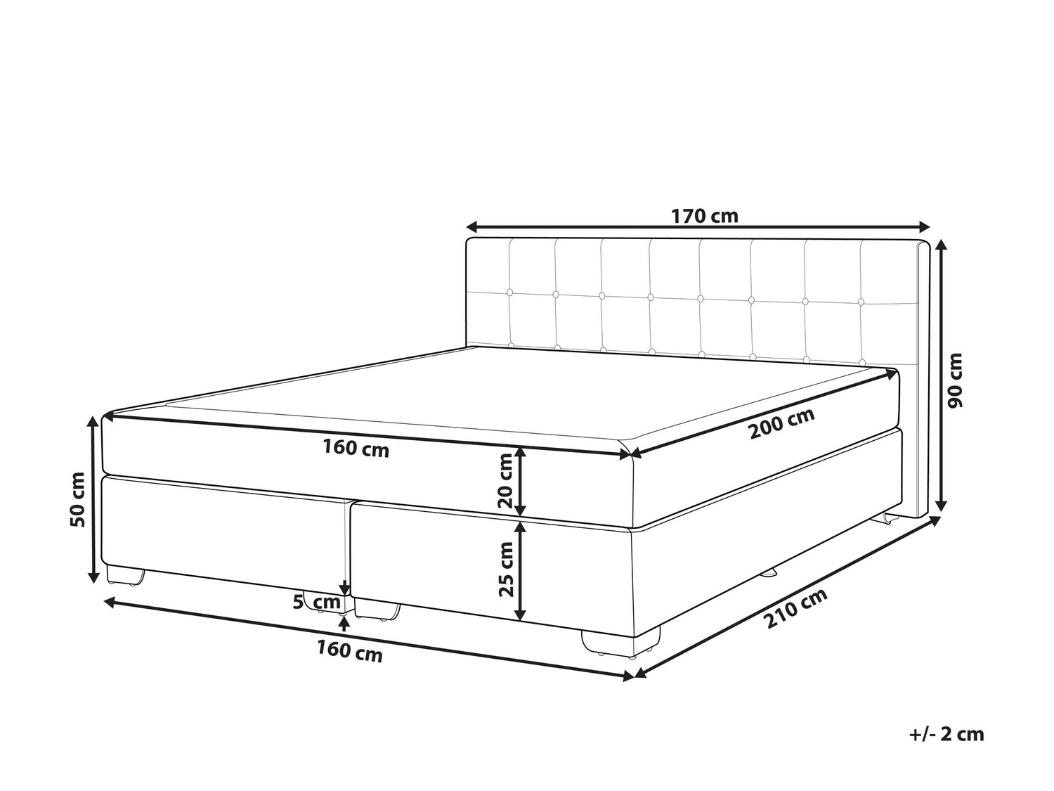 Boxspring krevet Berwyn 718 (Crna)