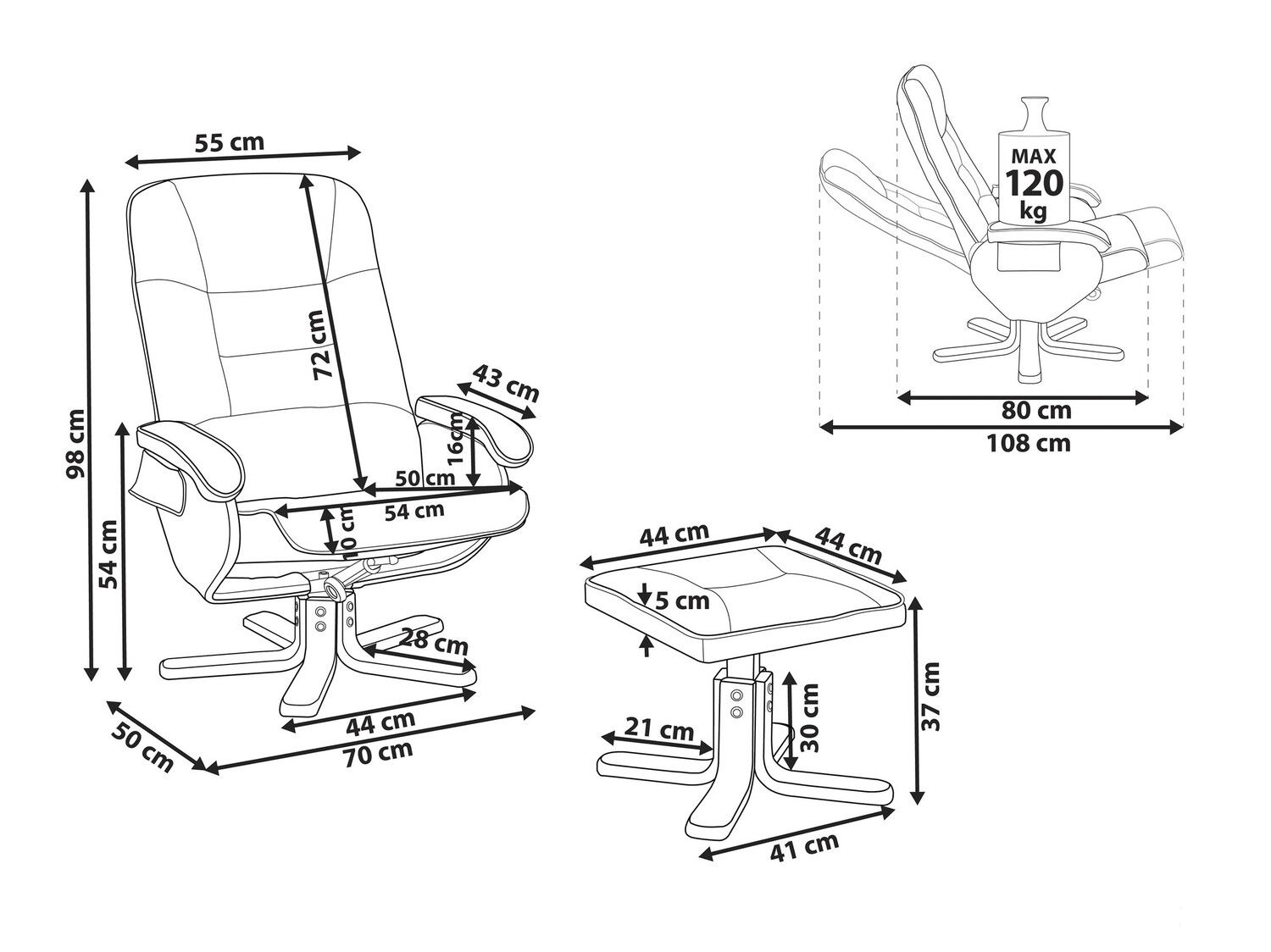 Podesiva fotelja Berwyn 711 (Krem)
