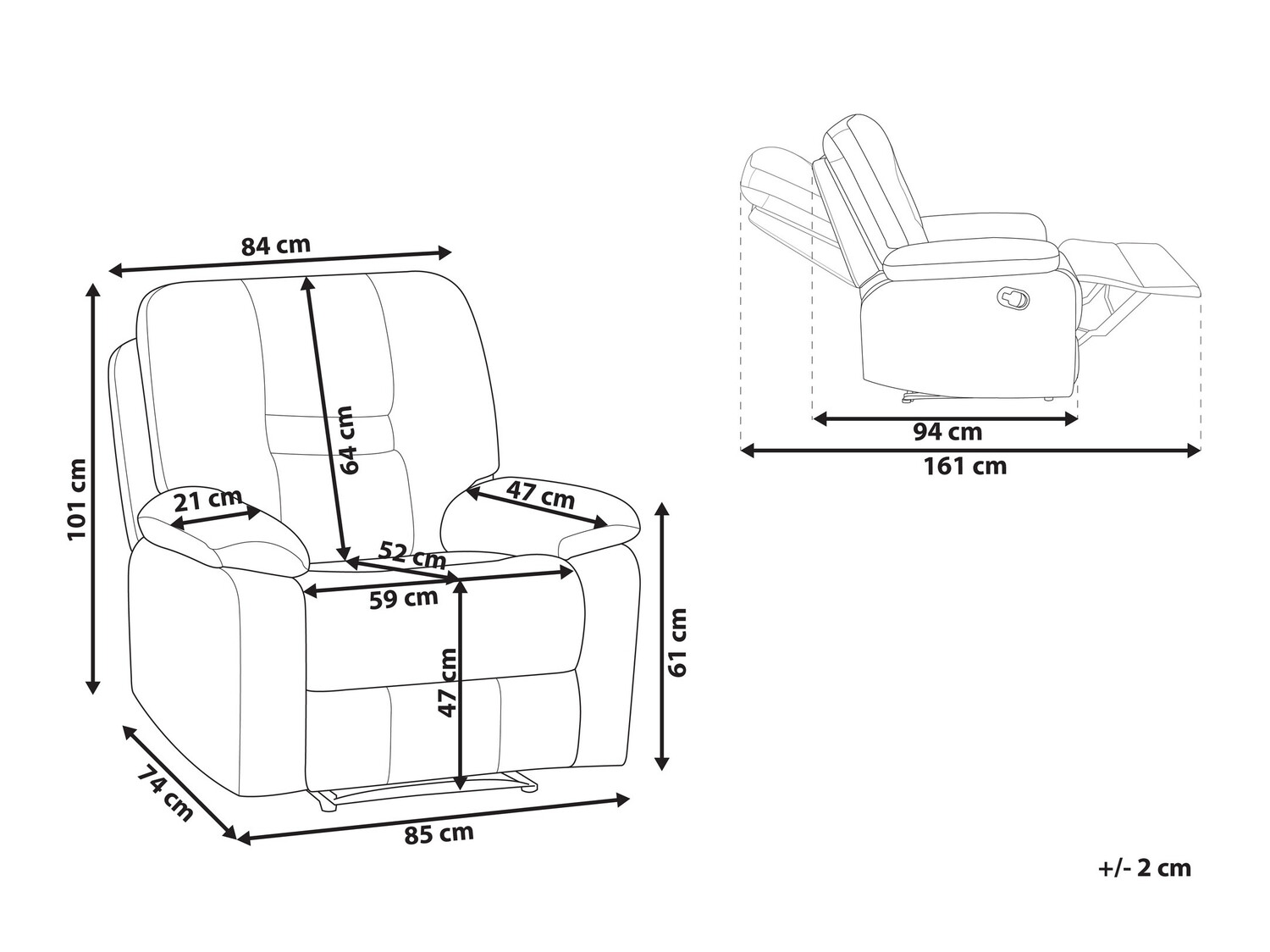 Podesiva fotelja Tivlira 100 (Crna)