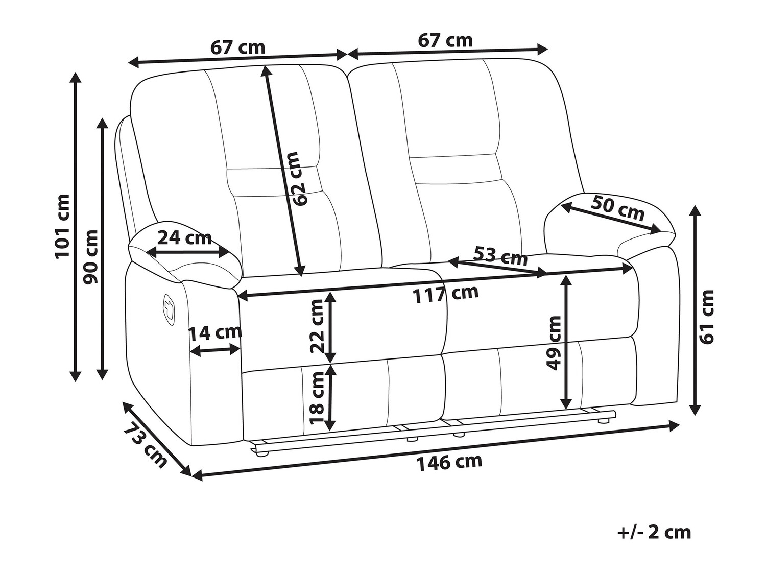 Podesivi kauč Tivlira 101 (Crna)