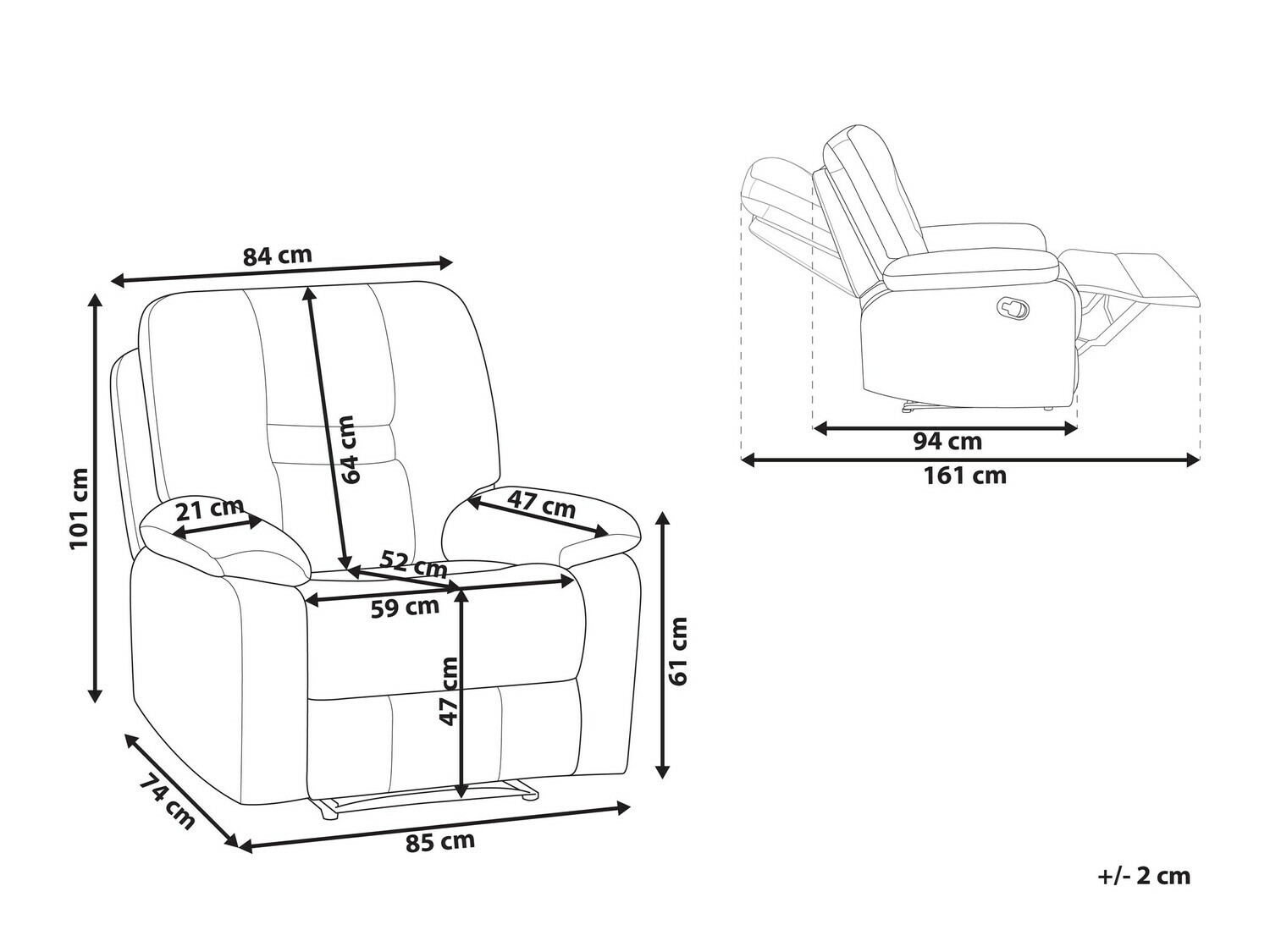 Podesiva fotelja Tivlira 104 (Siva)