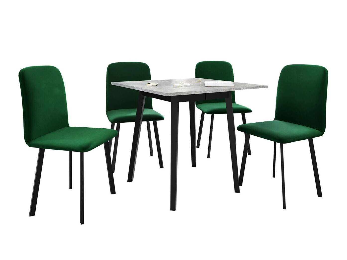 Blagovaonski set Edmond 116 (Sivi mramor + Crna)