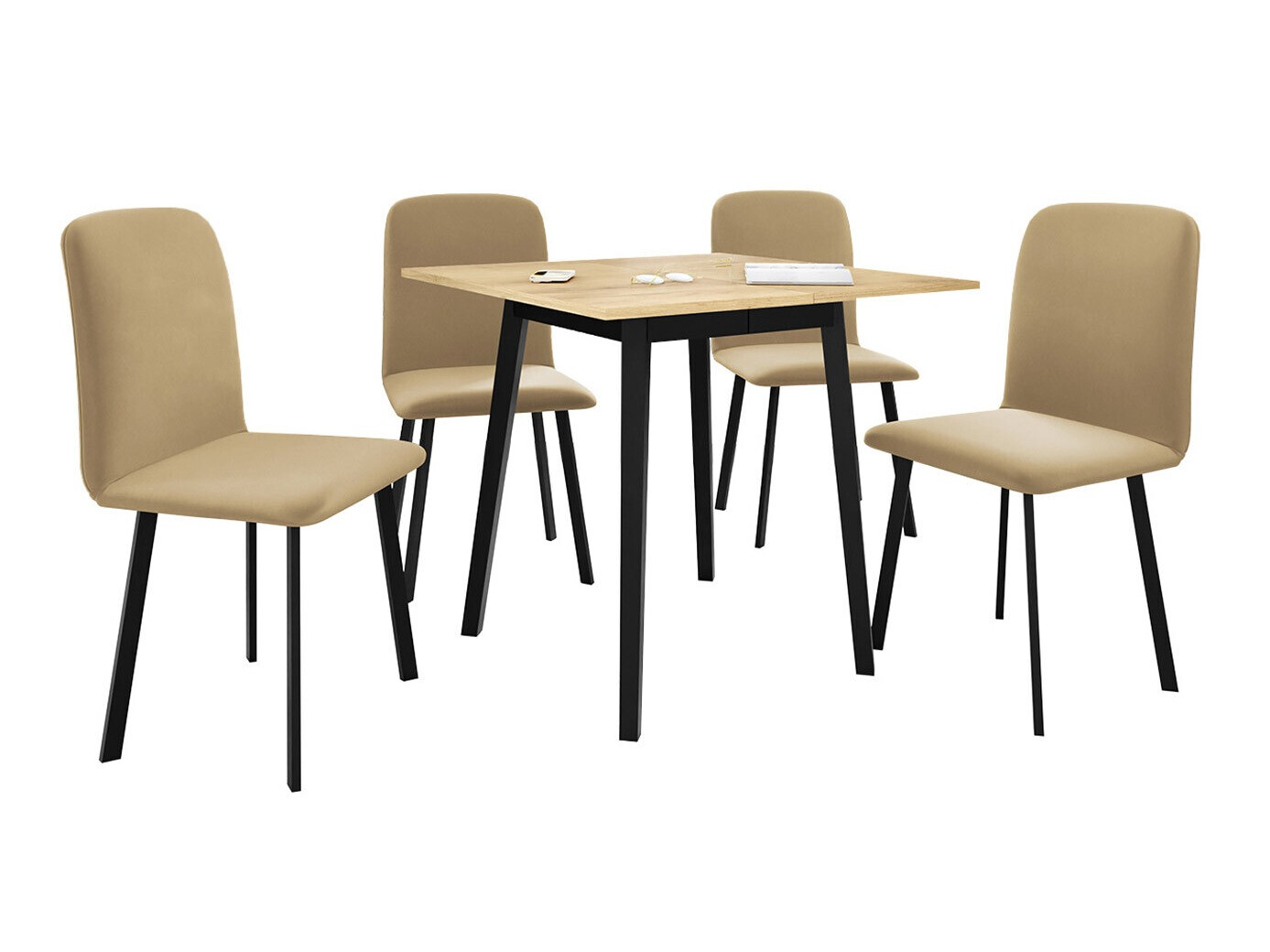 Blagovaonski set Edmond 116 (Obrt zlatni hrast + Crna)