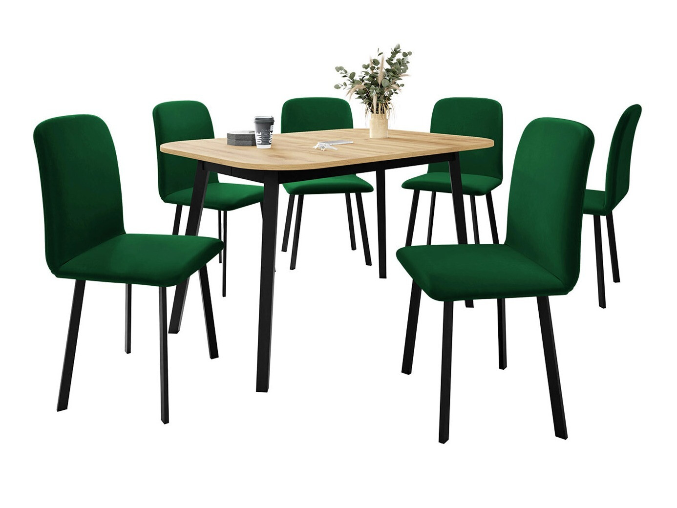 Blagovaonski set Edmond 117 (Obrt zlatni hrast + Crna)