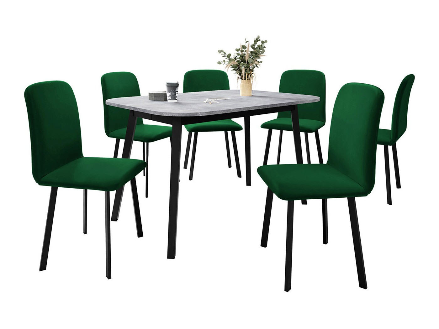 Blagovaonski set Edmond 117 (Sivi mramor + Crna)