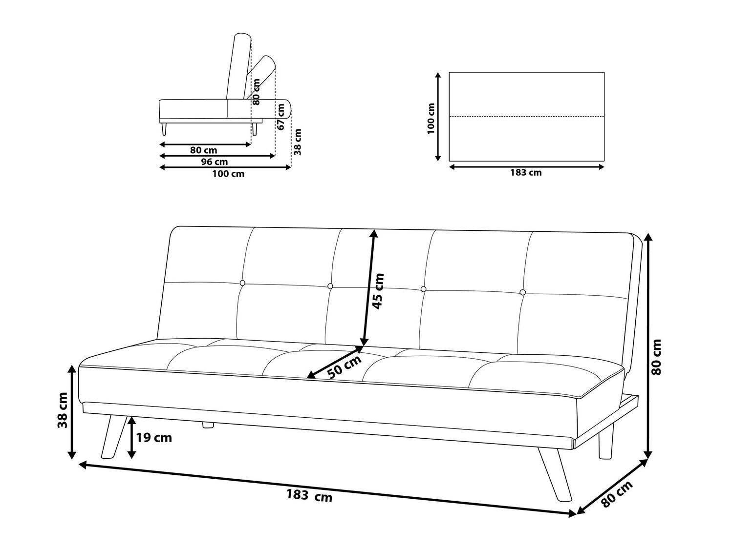 Kauč na razvlačenje Berwyn 747 (Siva)