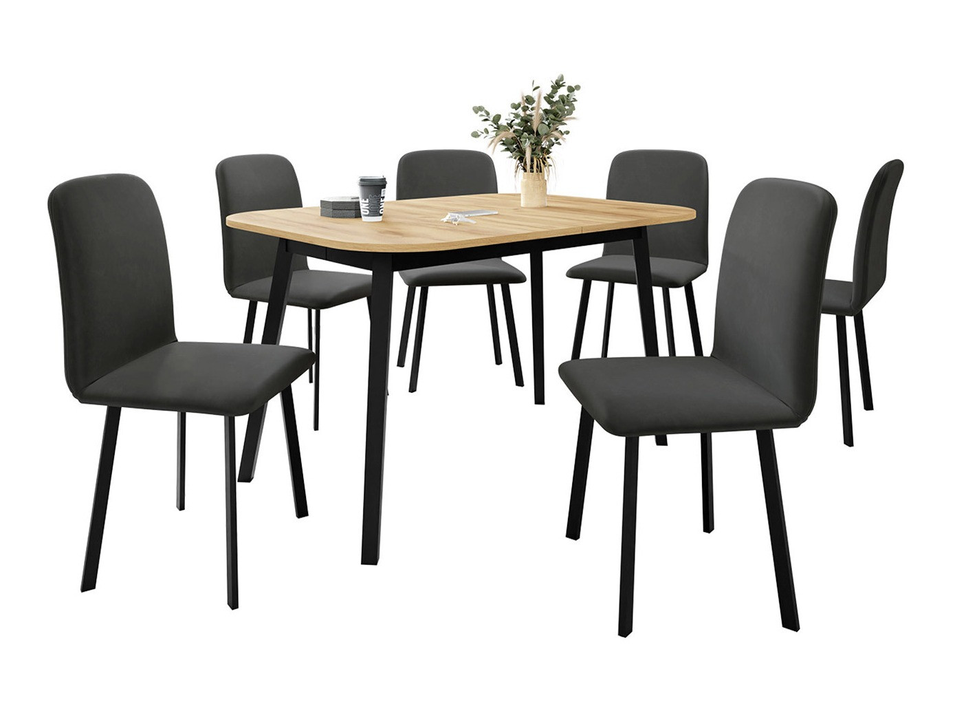 Blagovaonski set Edmond 117 (Obrt zlatni hrast + Crna)