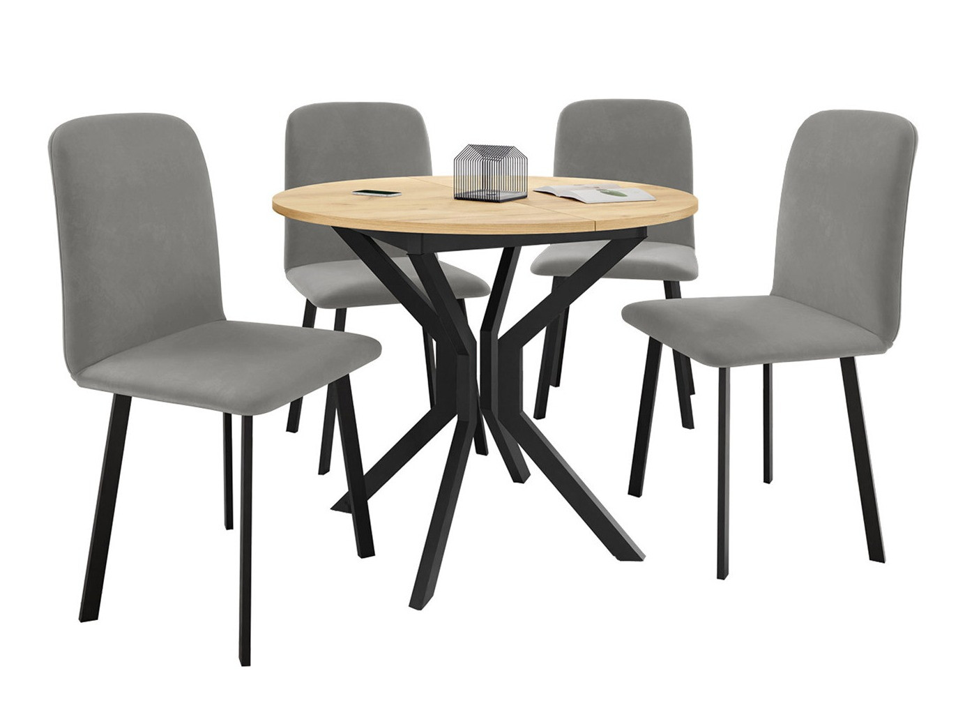 Blagovaonski set Edmond 118 (Zlatni hrast Craft + Crna)