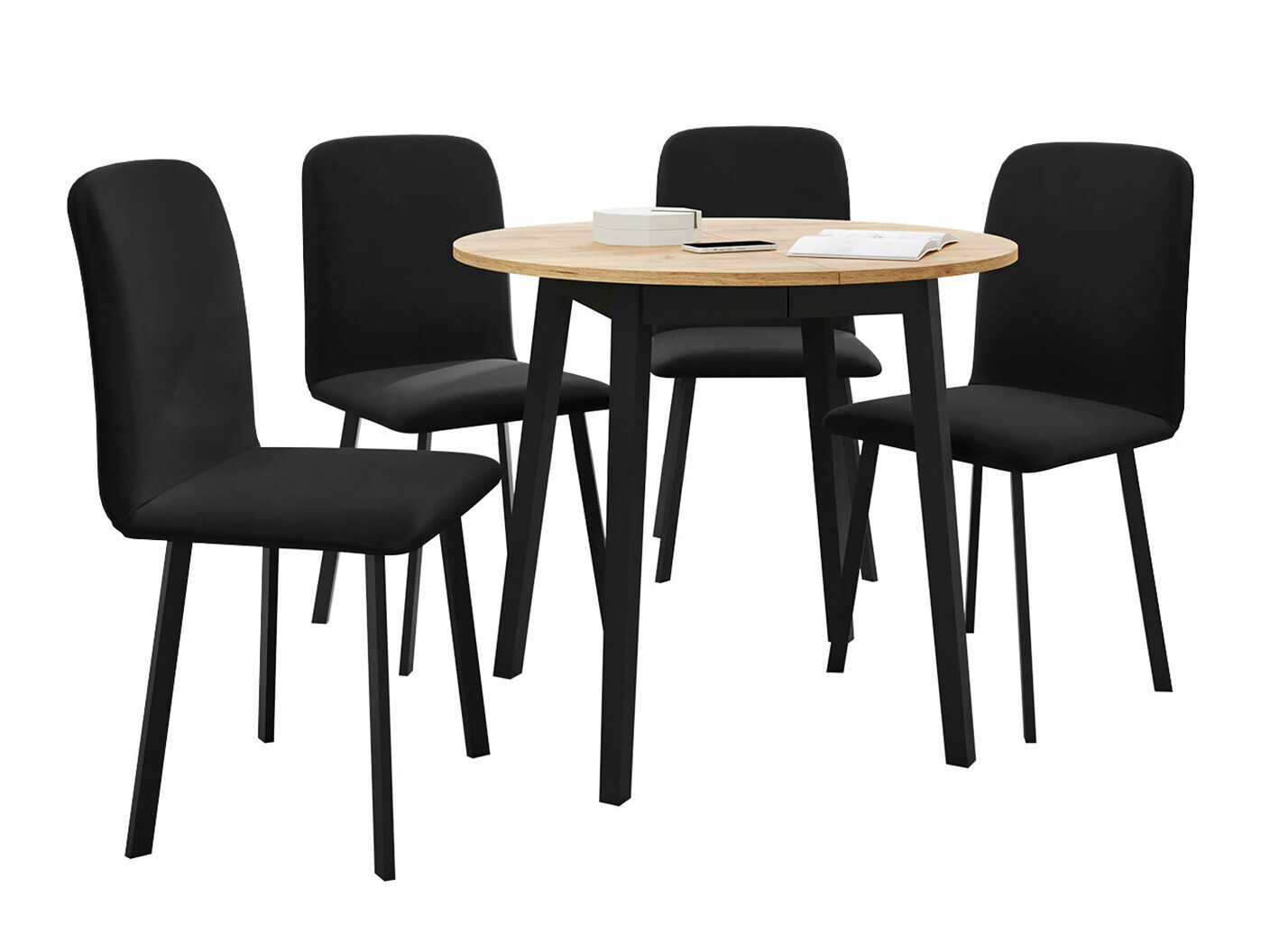 Blagovaonski set Edmond 119 (Obrt zlatni hrast + Crna)