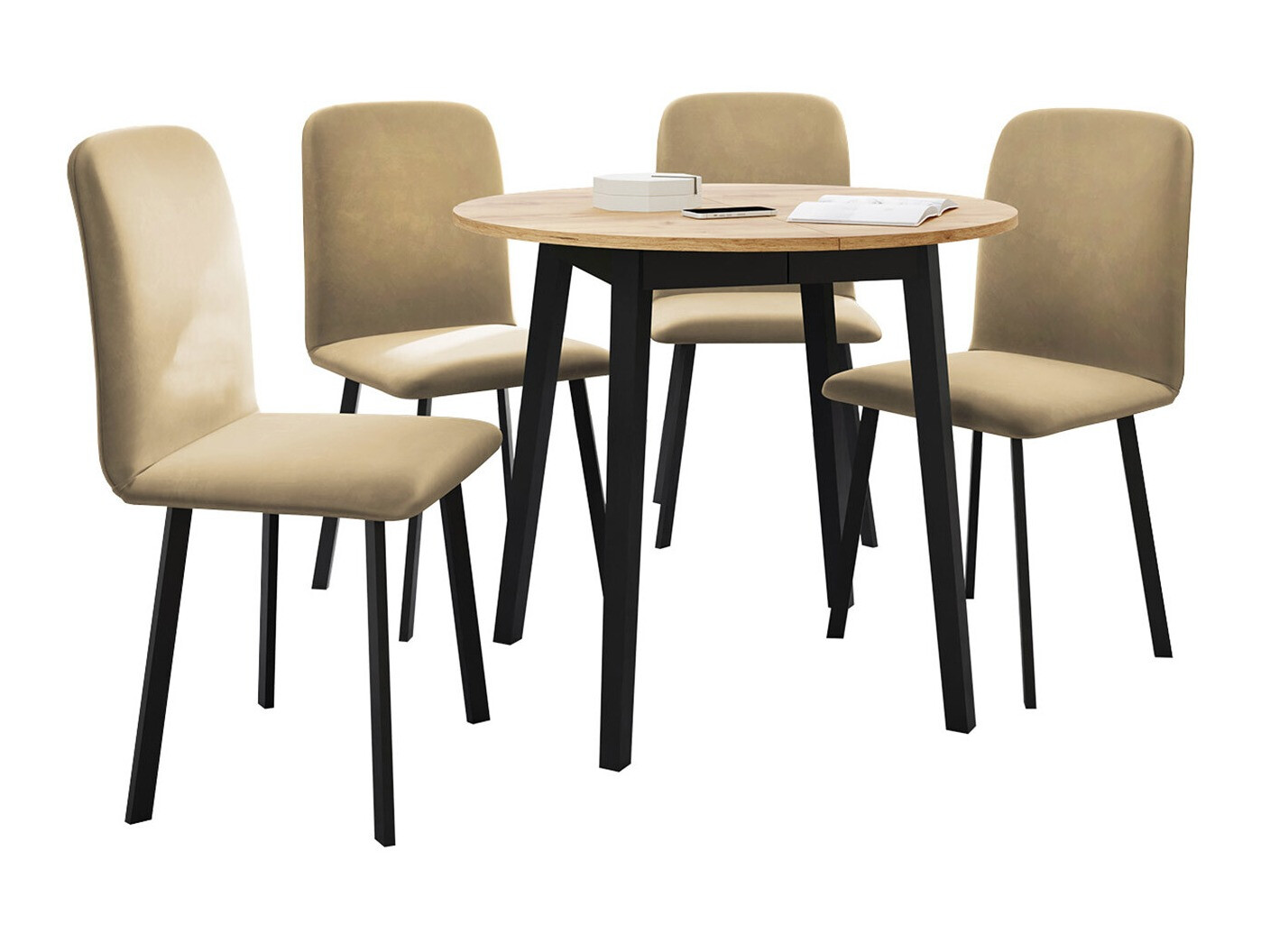 Blagovaonski set Edmond 119 (Zlatni hrast Craft + Crna)