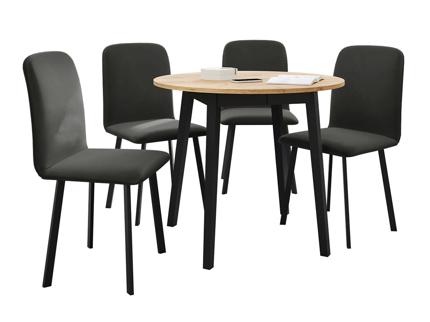 Blagovaonski set Edmond 119 (Zlatni hrast Craft + Crna)