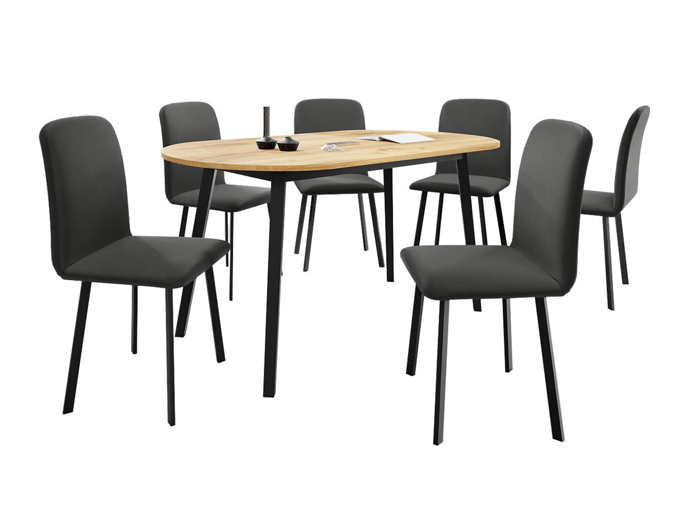 Blagovaonski set Edmond 121 (Obrt zlatni hrast + Crna)