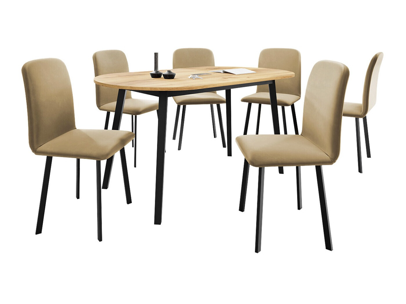 Blagovaonski set Edmond 121 (Obrt zlatni hrast + Crna)