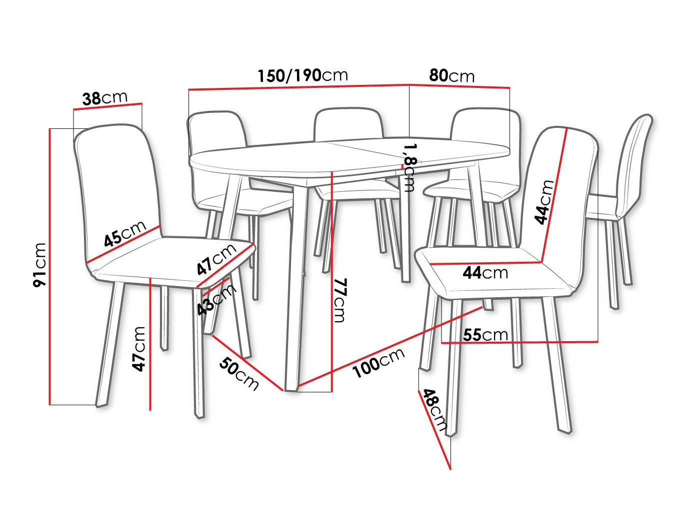 Blagovaonski set Edmond 121 (Zlatni hrast Craft + Crna)