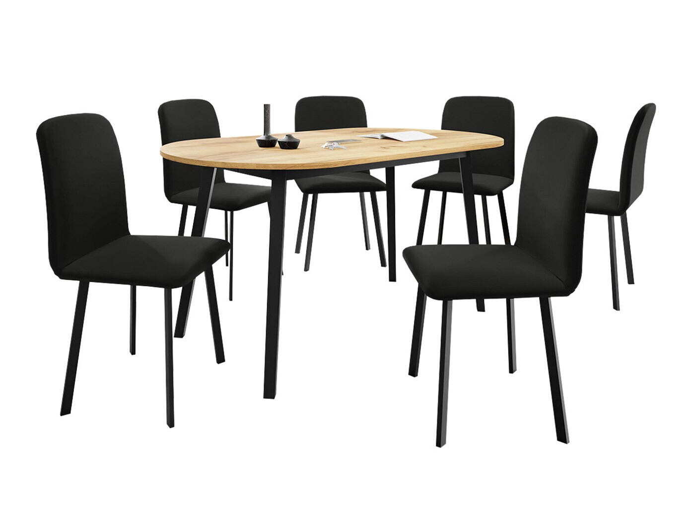 Blagovaonski set Edmond 121 (Zlatni hrast Craft + Crna)