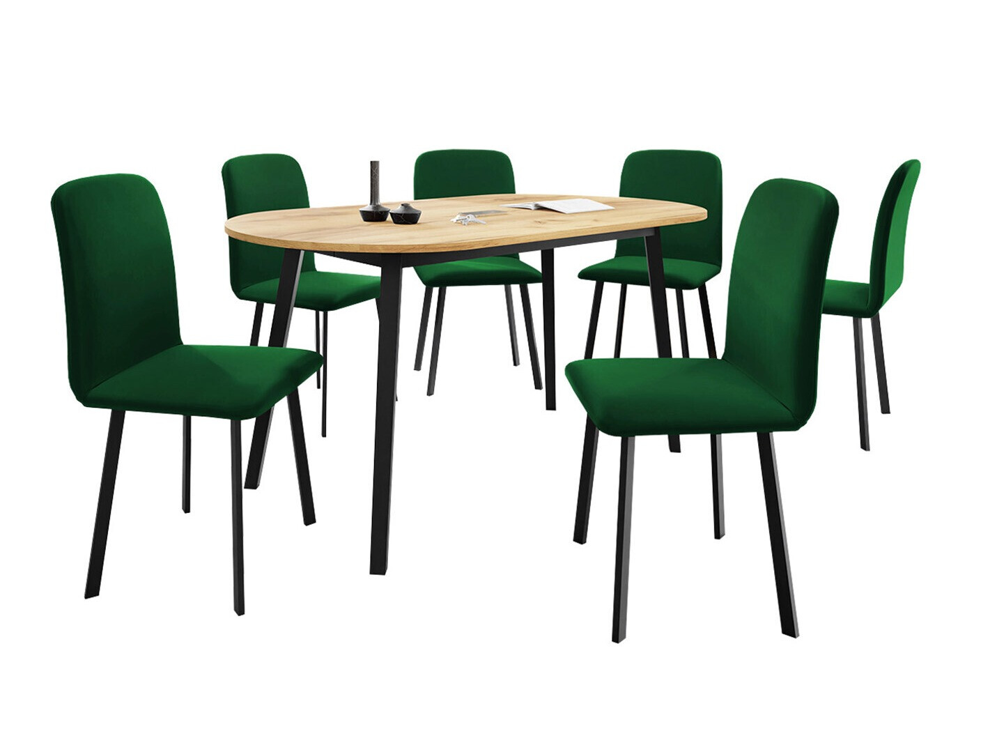 Blagovaonski set Edmond 121 (Zlatni hrast Craft + Crna)