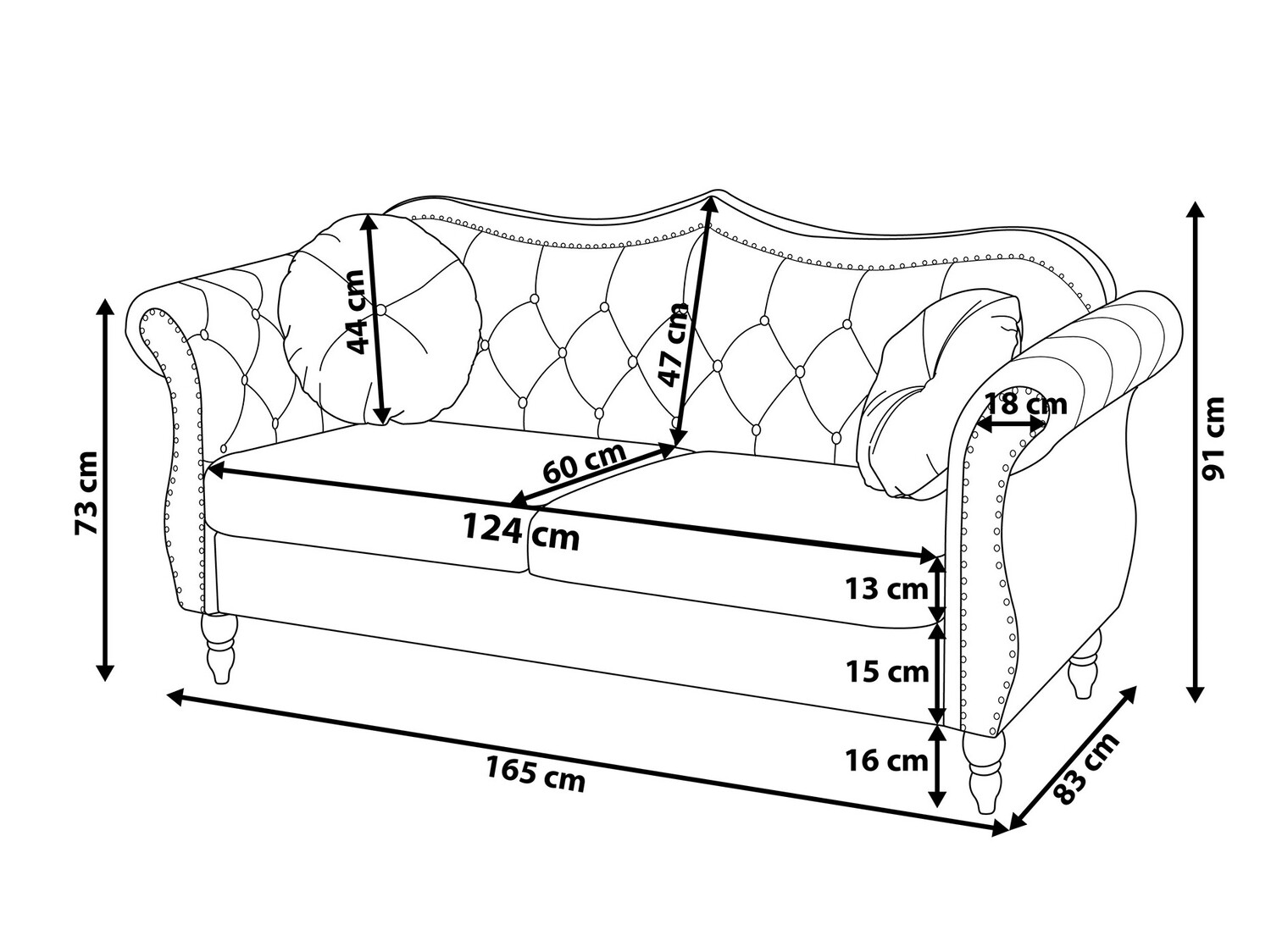 Chesterfield kauč Berwyn 788 (Plava)