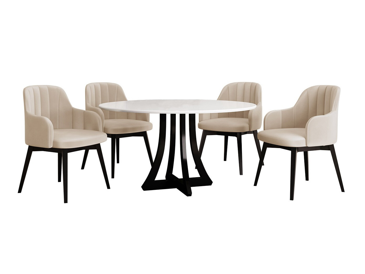 Blagovaonski set Racine 128 (Sjajno bijela + Sjajno crna)