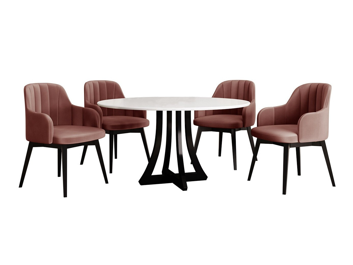 Blagovaonski set Racine 128 (Sjajno bijela + Sjajno crna)