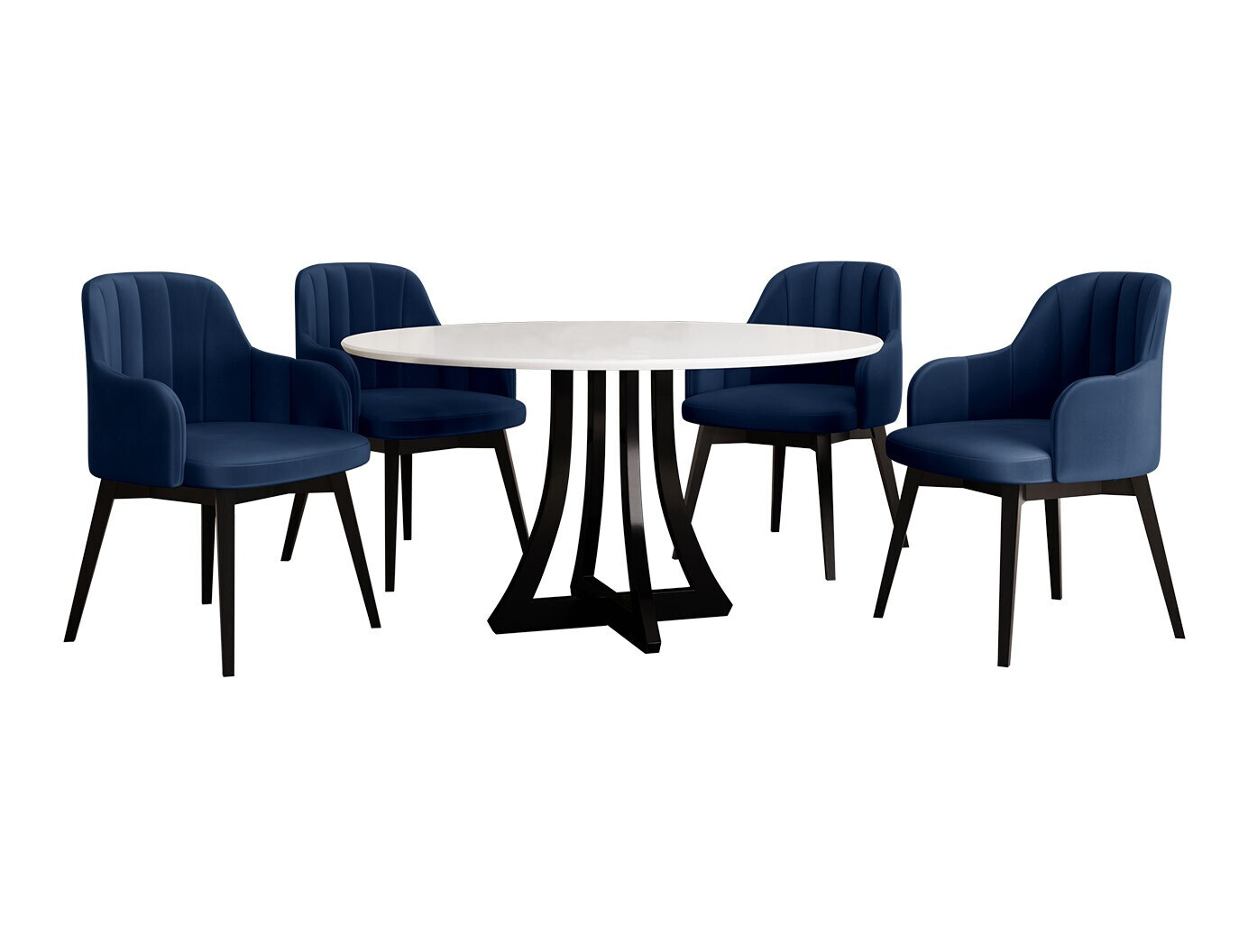 Blagovaonski set Racine 137 (Sjajno bijela + Sjajno crna)