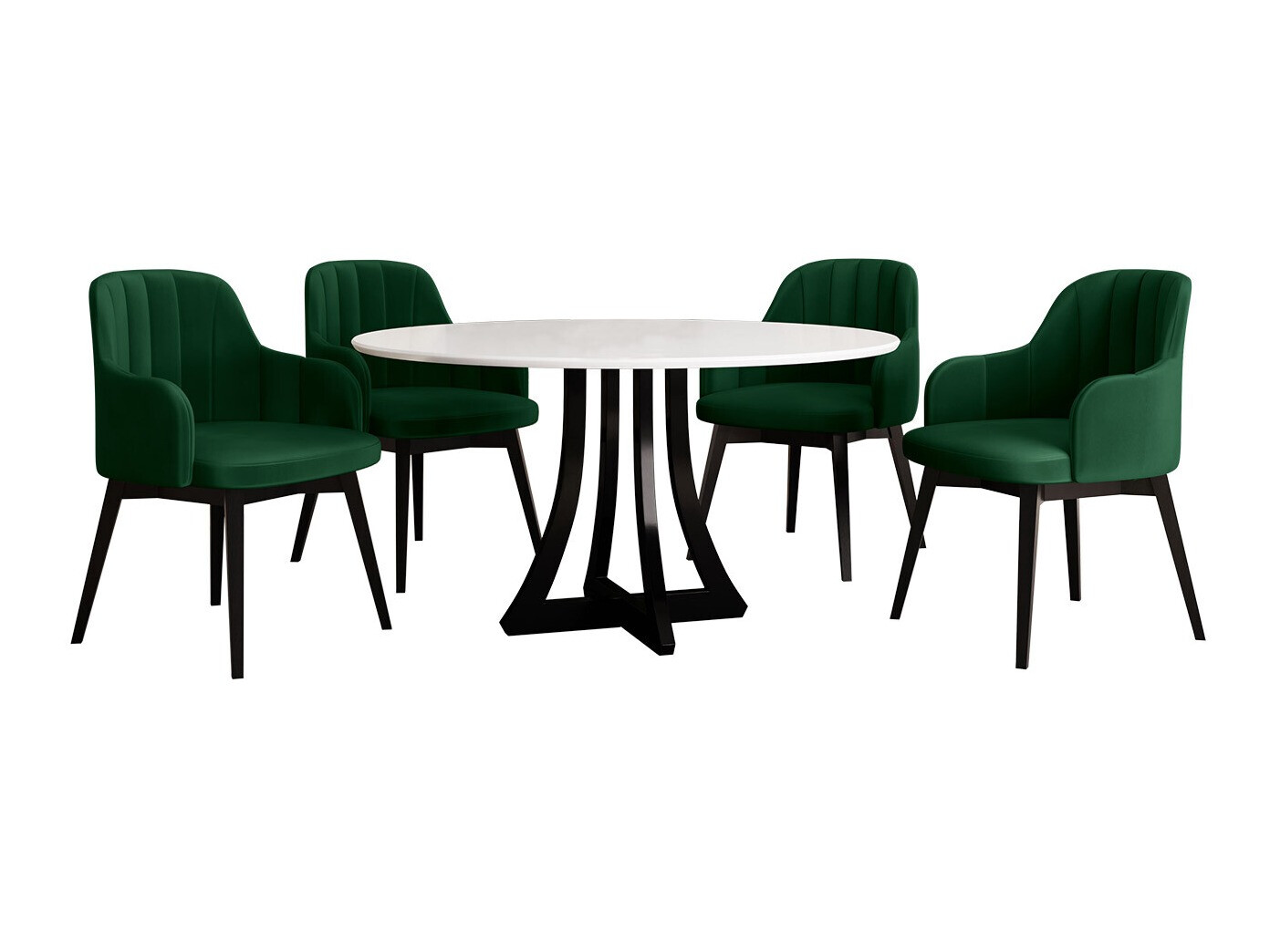 Blagovaonski set Racine 137 (Sjajno bijela + Sjajno crna)